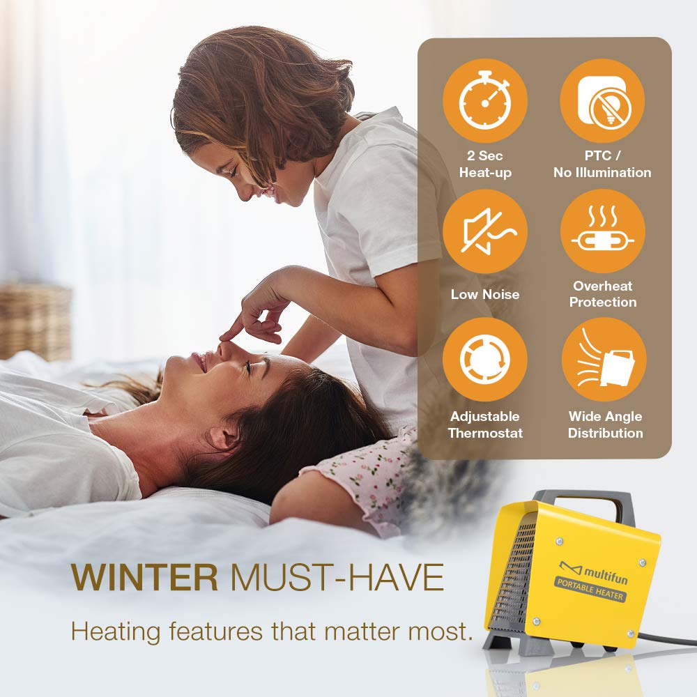 Space Heater, 1500W Ceramic Space Heater with Adjustable Thermostat, Safe OverHeat Protection