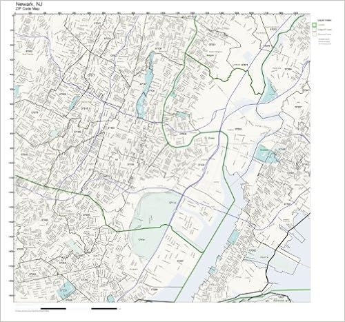 Wall Nj Zip Code Map Zip Code Wall Map Of Newark, Nj Zip Code Map Not Laminated: Office Products