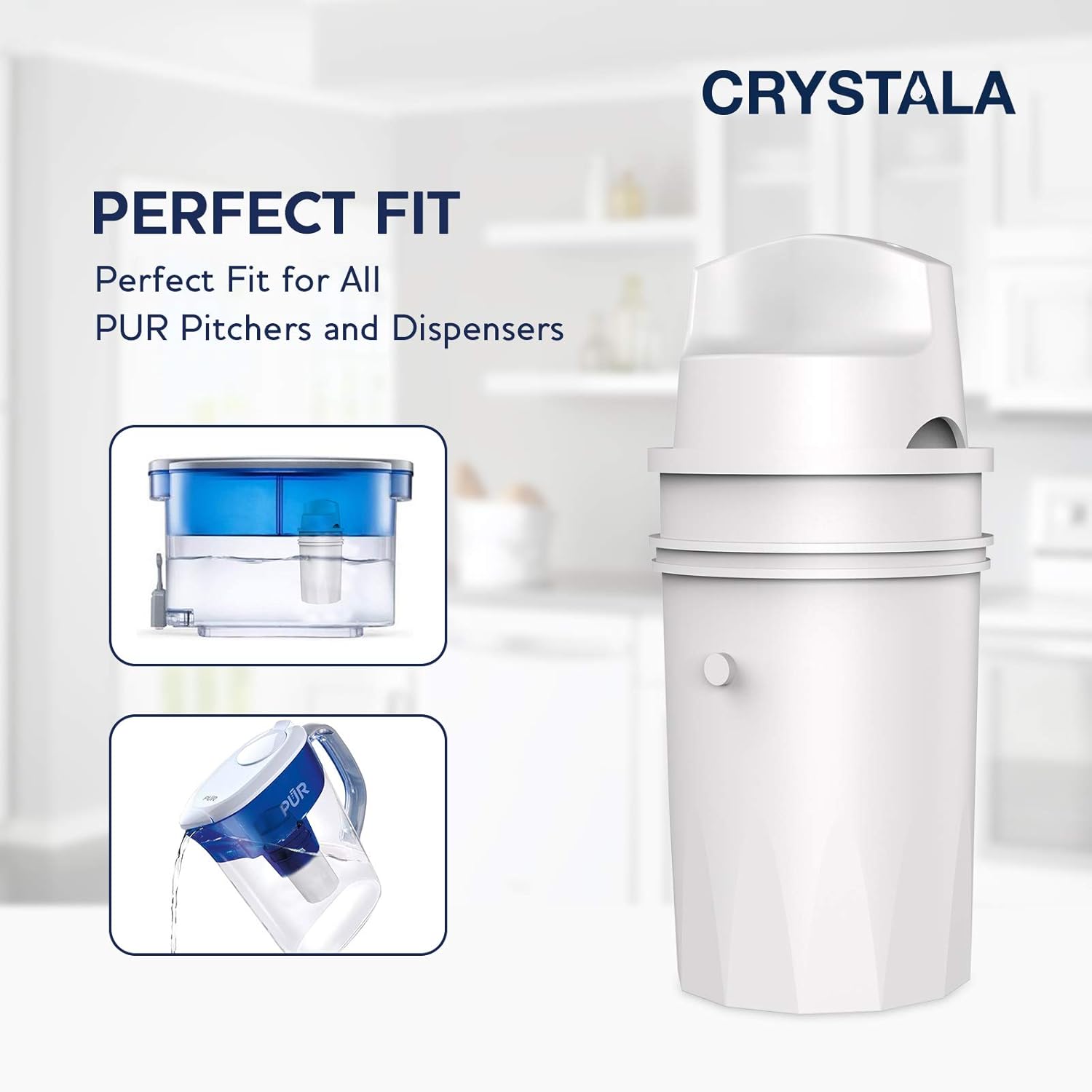 Crystala PPF900Z Pur Water Filter Replacement, Compatible with All Pur Pitchers and Dispensers, PPT700W, CR-1100C, DS-1800Z, and PPF900Z Pitcher Water Filter with Advance Filtration (3 Packs): Home & Kitchen