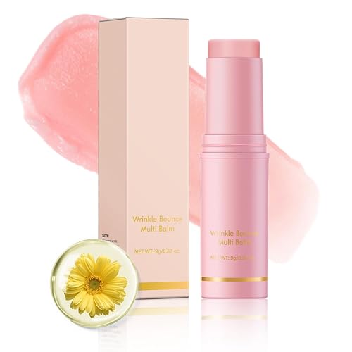 Hydrating Collagen Multi Blam for Lips, Face & Neck - Moisturising Solid Stick with Sunflower Seed Oil, Reduces Fine Lines, Wrinkle Smoothing Eye Balm Wand, Portable Nourishing Stick for Face
