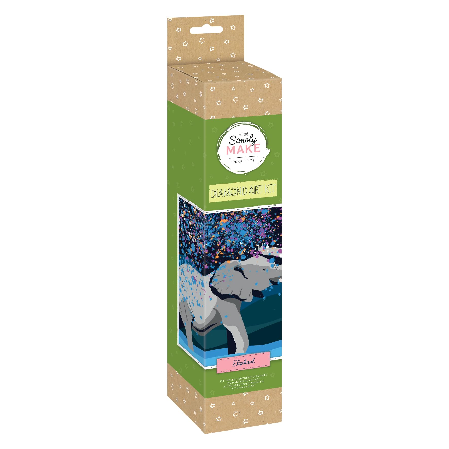 Simply Make Diamond Art Kit - Elephant - Diamond Painting Kits for Adults, Vibrant Picture Canvas with Accessories, for Home Decor or Wall Hang Accessory, Gem Tool Included - Art & Craft Kit