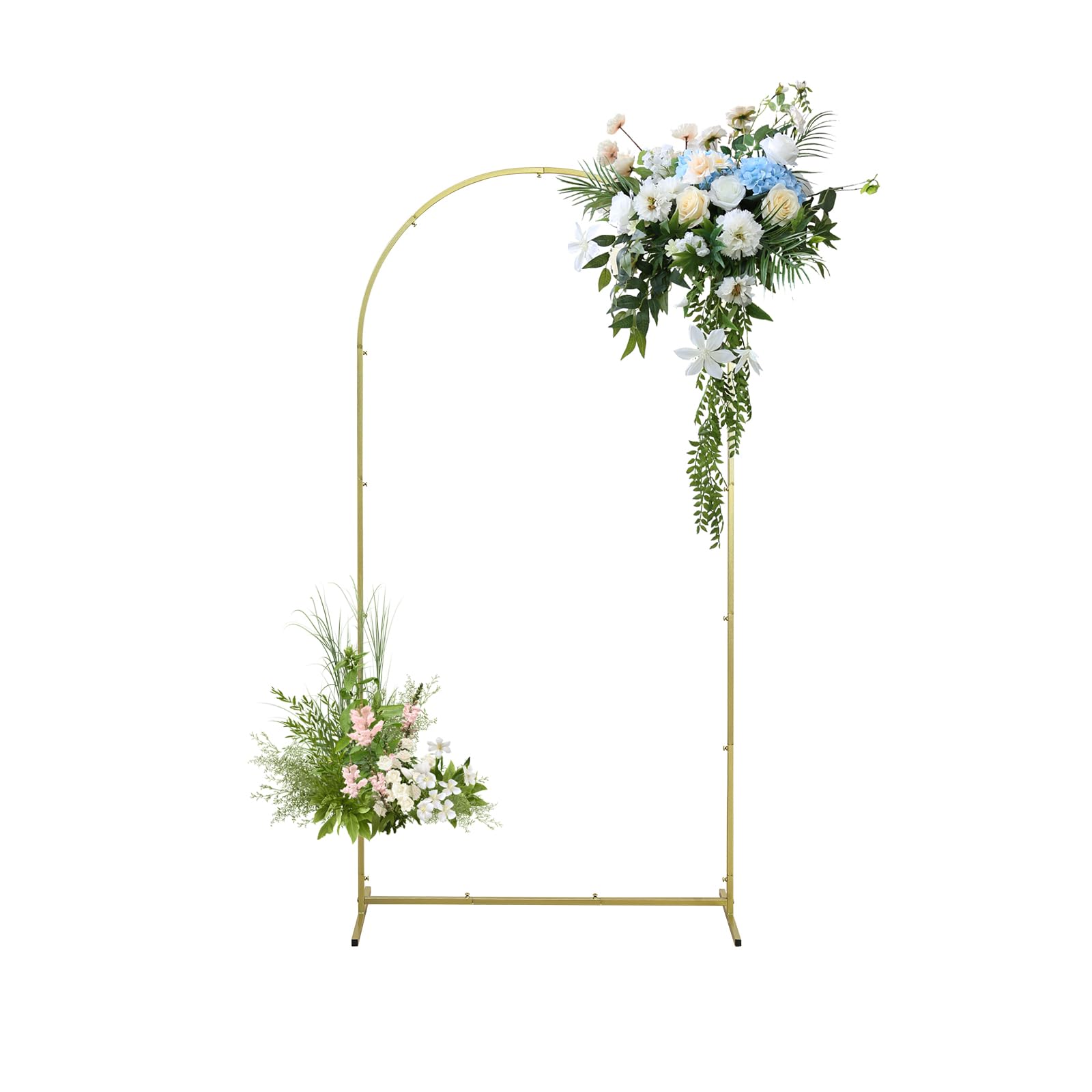 Photo 1 of Wedding Arch Backdrop Stand, Gold Metal Arch Backdrop Stand for Wedding Baby Shower, Birthday, Anniversary, Graduation Garden Balloon Arch Decoration (Gold-5.9X2.6FT)