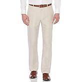 Perry Ellis Mens Linen Blend Dress Pants, Flat Front, Durable Twill, Regular Fit, Breathable & Lightweight