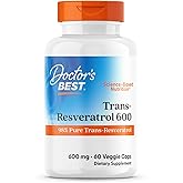 Doctors Best Trans- Resveratrol 600, 98% Pure Trans-Resveratro, Non-GMO, Gluten Free, Soy Free, Vegan 60 Veggie Caps