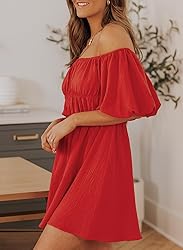 Dokotoo Womens Square Neck Summer Dresses Lantern