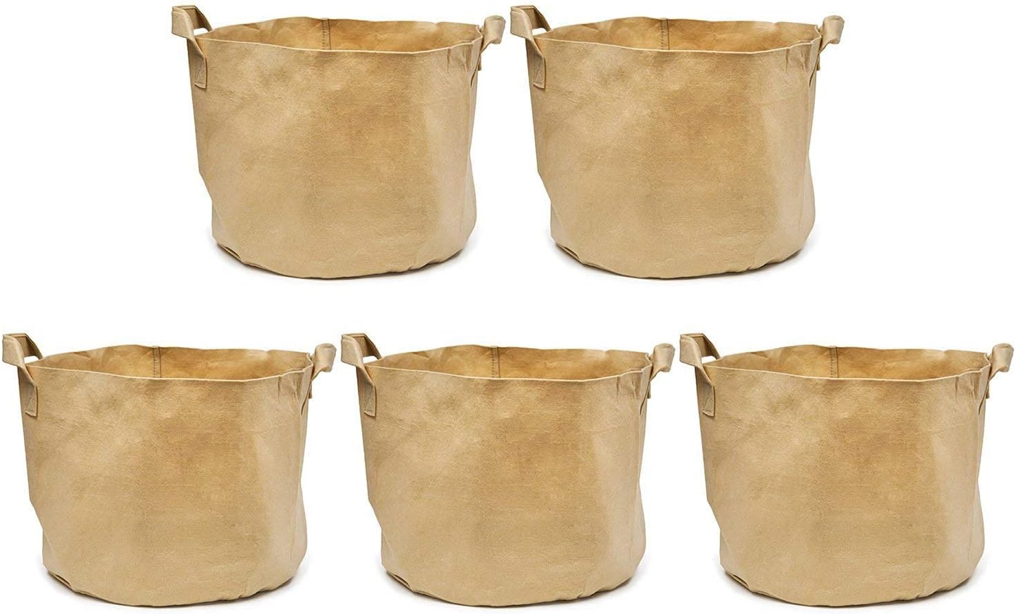 247Garden 5-Gallons Tan Fabric Pots, 5-Packs Planter Aeration Grow Bags for Plants, Vegetables, Flowers, Potato, Tomato & Fruit Trees