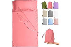 Cozysilk Brand - GANNAFEE Cotton Sleeping Bag Liner with Zipper - 100% Cotton Travel Sheet Sleep Sack Adult - Travel Sleeping Bag for Hotels Camping Hiking