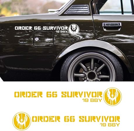 Amazon 注文66サバイバージェダイスター風防ウォーズダース ベイダー車のステッカーデカールのための2倍 Yellow バイク用ステッカー デカール 車 バイク