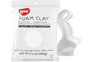 BOHS White Modeling Foam Clay Lite - 500 Grams, Squishy,Soft, Air Dry -for Flower Mirror,Cosplay,Fake Bake, Slime Supplies- 1.1 Lbs