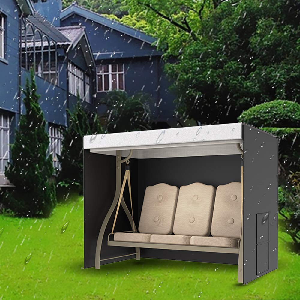 ATopoler Garden Swing Cover 3 Seater Waterproof Heavy Duty Rip Proof 210D Oxford Fabric Swing Hammock Cover with Zips Furniture Protective Cover (220 x125 x170cm) -Black