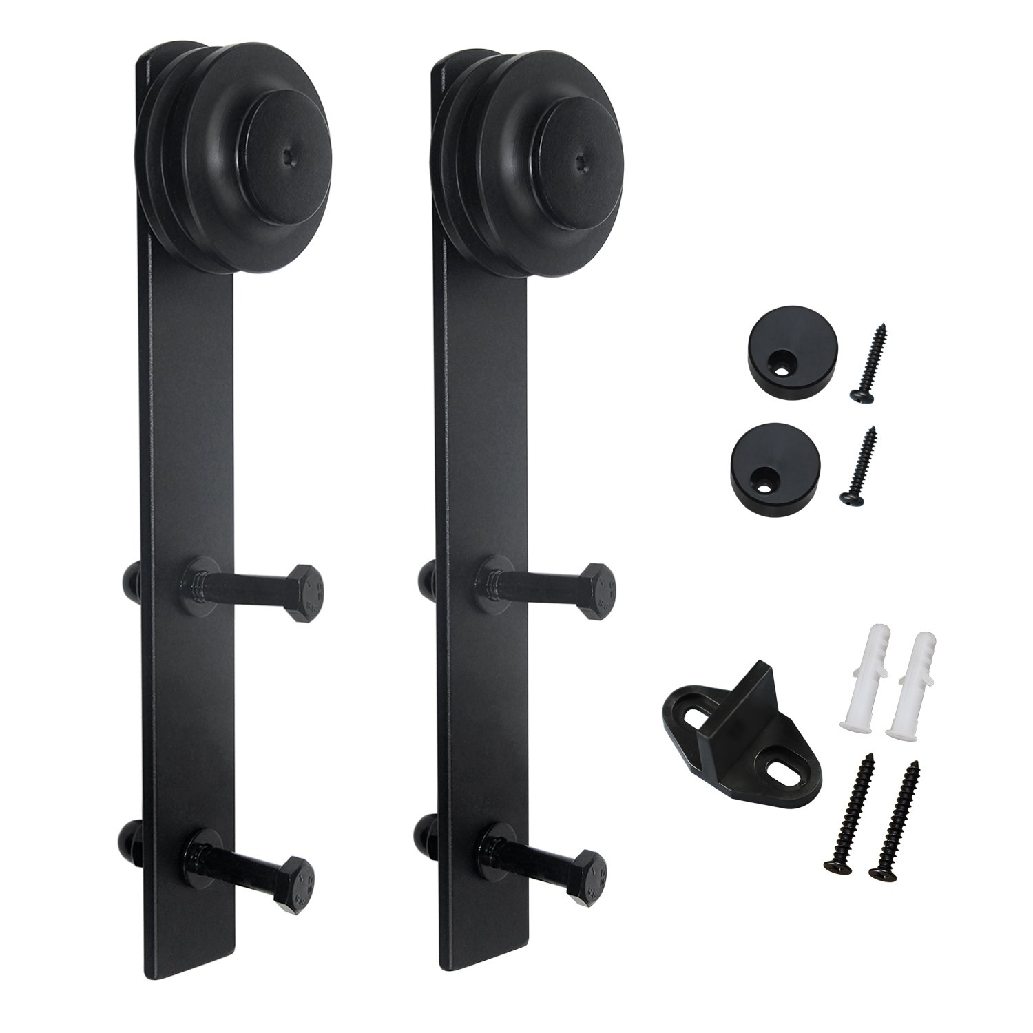 SMARTSTANDARD Sliding Barn Door Hardware Rollers 2Pcs (Black) (I Shape Hangers) 696573721338 eBay