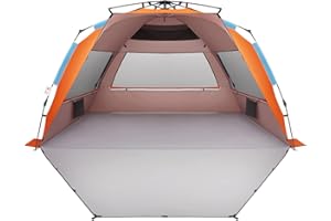 Oileus XX-Large Beach Tent Sun Shelter for 5-6 Person Portable Sun Shade Instant Pop Up Tent for Beach with Carrying Bag, Stakes, 6 Sand Pockets, Anti UV for Fishing Hiking Camping, Waterproof