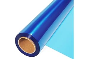 JOYIT Blue Cellophane Wrap Roll (100’ Ft. Long X 17.5” in. Wide) - 2.5 Mil Thick Transparent Blue Cellophane Wrapping Paper, Colored Cellophane Wrap for Gift Flower Basket Decoration
