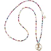 MyfavoriteK Colorful Beaded Teacher Lanyard For Women With Initial Letter Trendy Cute Badge Holder Neck Lanyards for Teachers