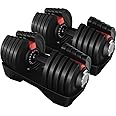 Yaheetech Adjustable Dumbbells Set 28LB/40LB/52.5LB/90LB, Fast Adjust Weight Set Pair