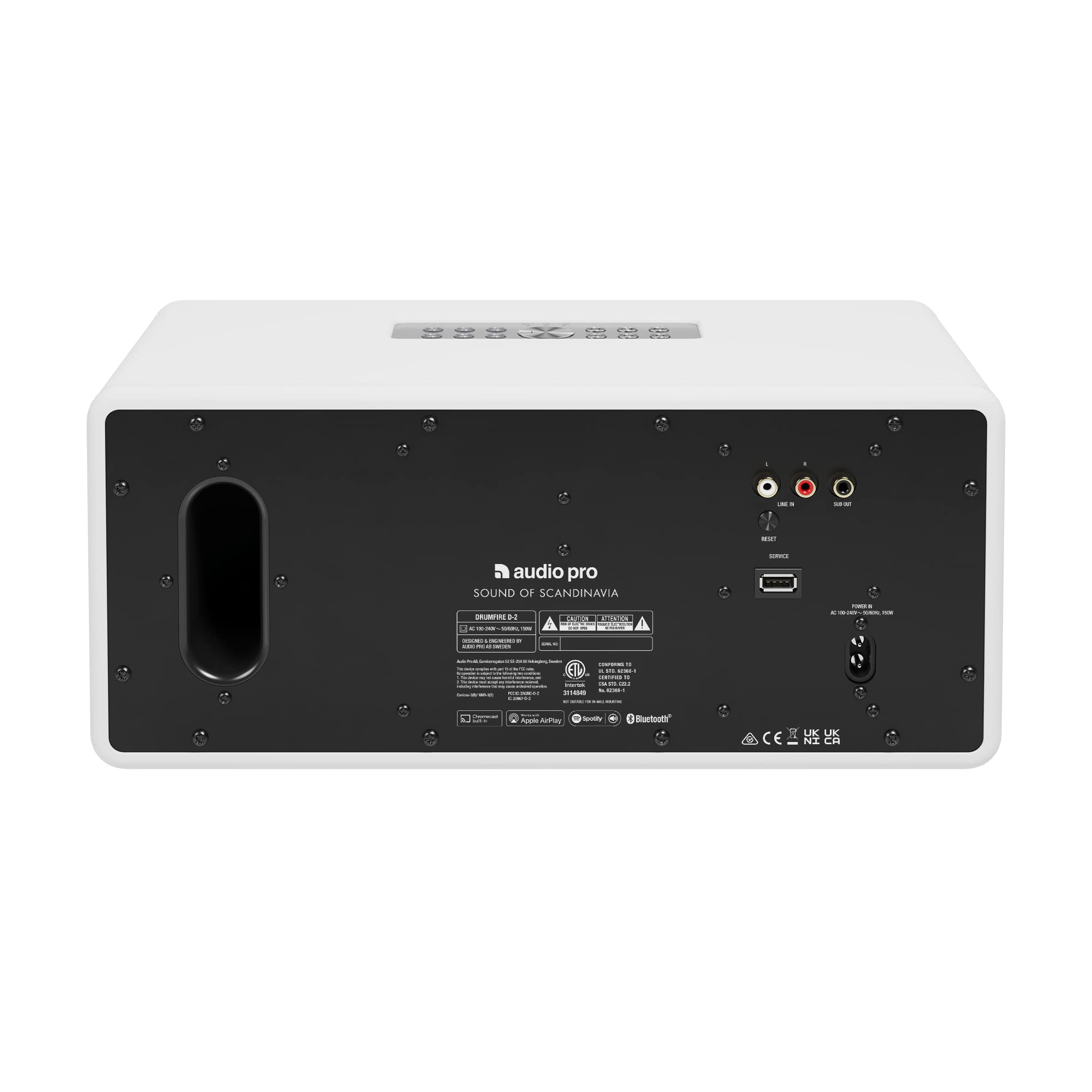 Audio Pro Drumfire-D2 - Ultra Kräftiger Multiroom Lautsprecher mit Bluetooth & WiFi - Stereo Speaker mit AirPlay 2, Chromecast, Spotify Kabellos - Weiss 2