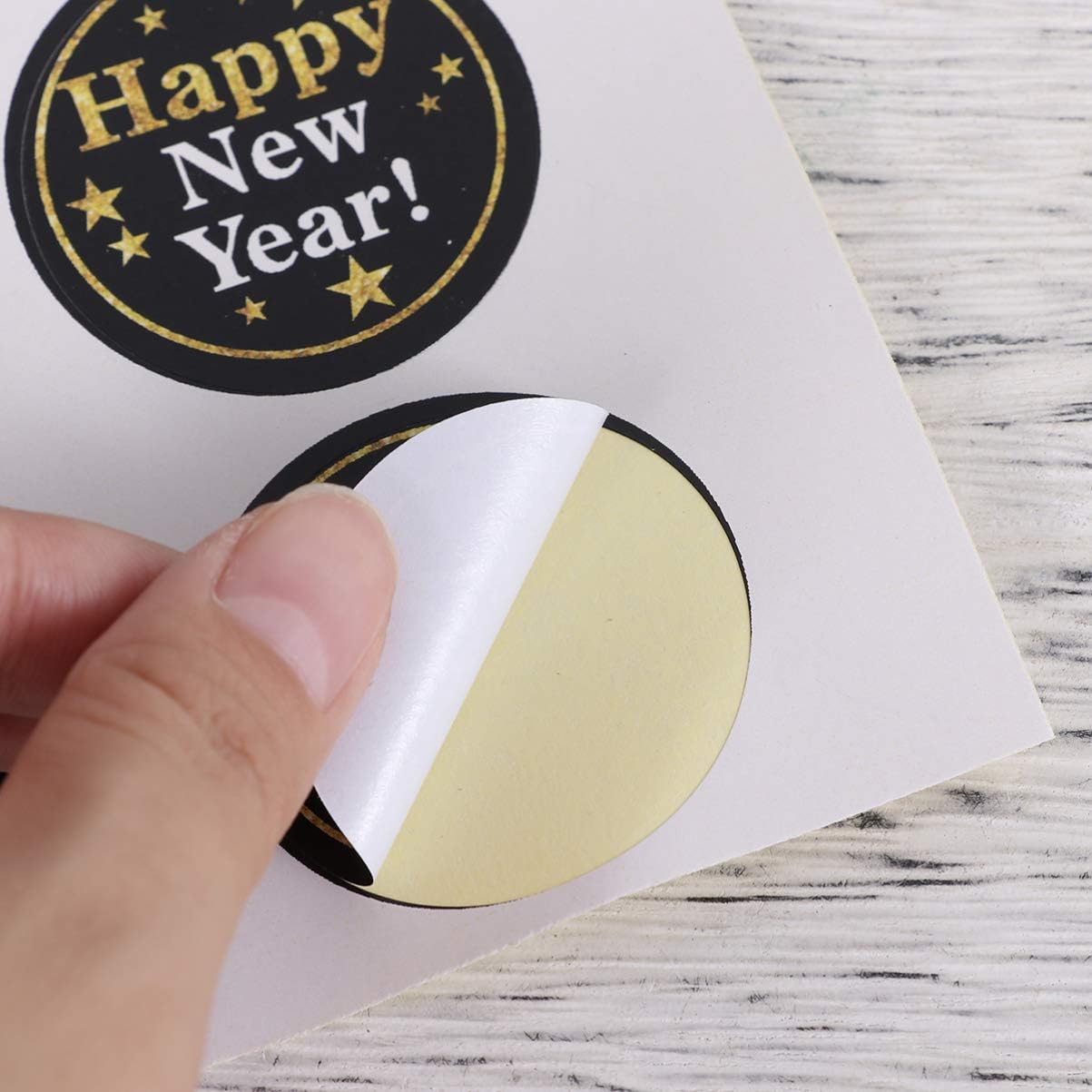 8 Sheets Happy New Year Sticker Round Sealing Packaging Sticker DIY Cookie Bags Labels, Black, 3.5 x 3.5 x 0.1 cm - Image 4