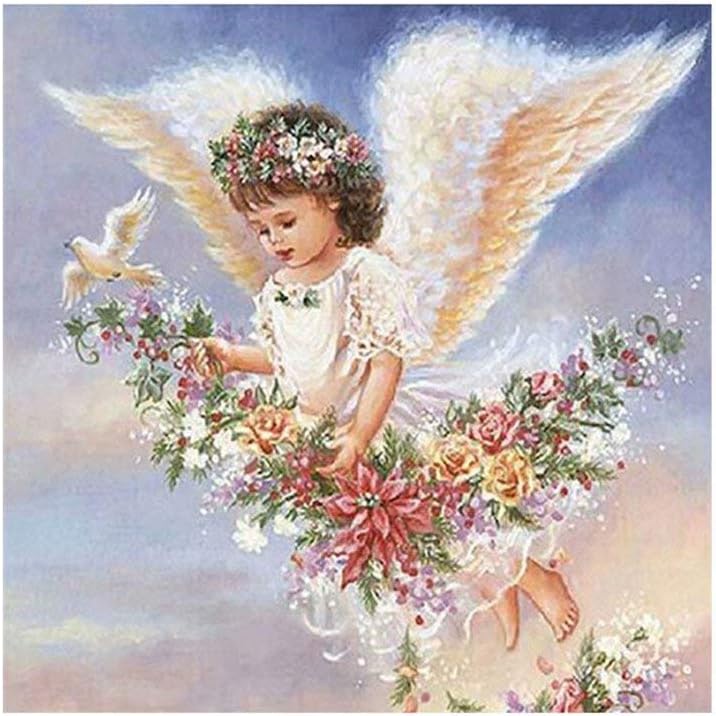 5D Diamond Diy Painting Full Drill Handmade Angel Girl Flowers Cross Stitch Home Decor Embroidery Kit
