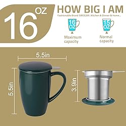Sweejar Porcelain Tea Mug with Infuser and