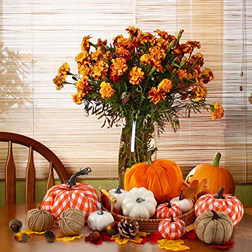 DomeStar Artificial Pumpkins, 12PCS Assorted Pumpkins Fake Pumpkins Farmhouse Pumpkins Fall Pumpkins for Halloween Thanksgiving Decorations