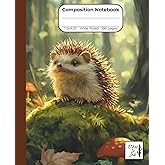 Composition Notebook Wide Ruled: Cute Hedgehog: Journal for School, Office, College, Work with 100 pages