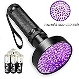 Black Light UV Flashlight , Ultraviolet Lights 1# Best 100 LED Pet Urine Detector 30FT Flood Effect Scorpion Flashlights (AA Batteries Included)