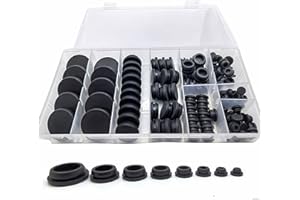 LinamHoz 125 Pcs Black Rubber Plug Box, 7 Sizes Round Hole Flexible Stopper for Wire Cable, Hole Plugs, Automotive, Water Pip