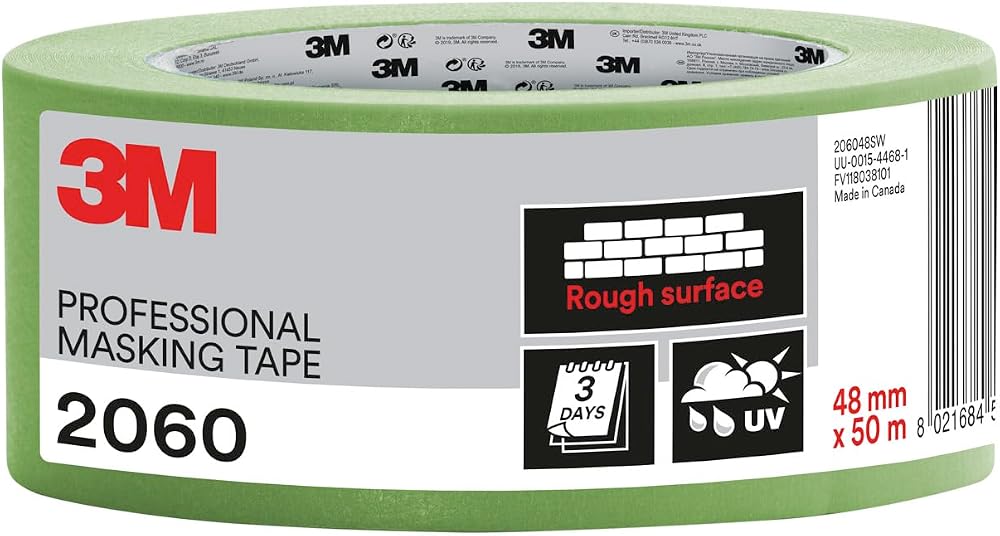 3M Professional Masking Tape 2060 Green 48 mm x 50 m for Rough Surfaces