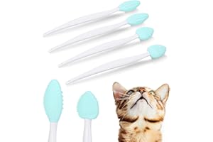 LLOUSSAK 4Pcs Cat Acne Chin Treatment, Black Seed Brush Soft Silicone Cat Grooming Scraper Brush, for Cats Chin Acne & Blackhead Exfoliation, Double-sided Cat Brush