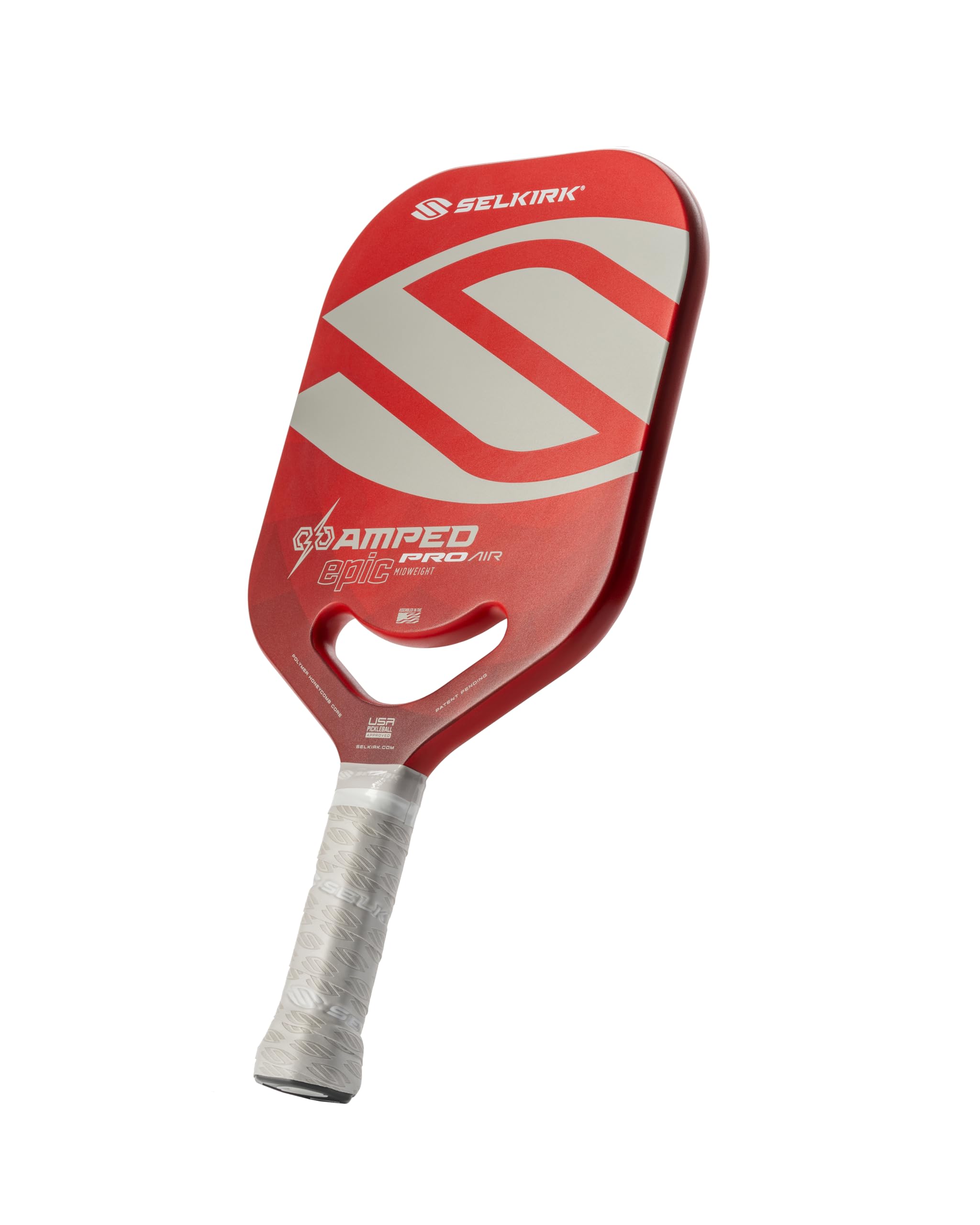 Selkirk Sport Amped Pro Air 2025 Pickleball Paddle | Fiberglass Pickleball Paddle with a Polypropylene X5+ 16mm Core | Throatflex | Flex Foam | Pickle Ball Paddle Made in The USA | Epic Red Image