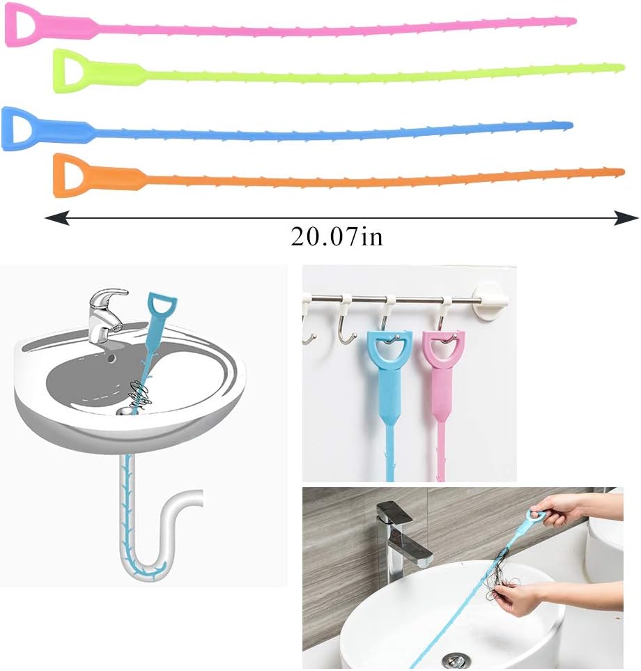 Sukudon 7pcs Drain Unblocker Drain Hair Remover Sink Clog Relief Auger Cleaning Tool Kit for Kitchen Sink Bathroom Bathtub - Image 5