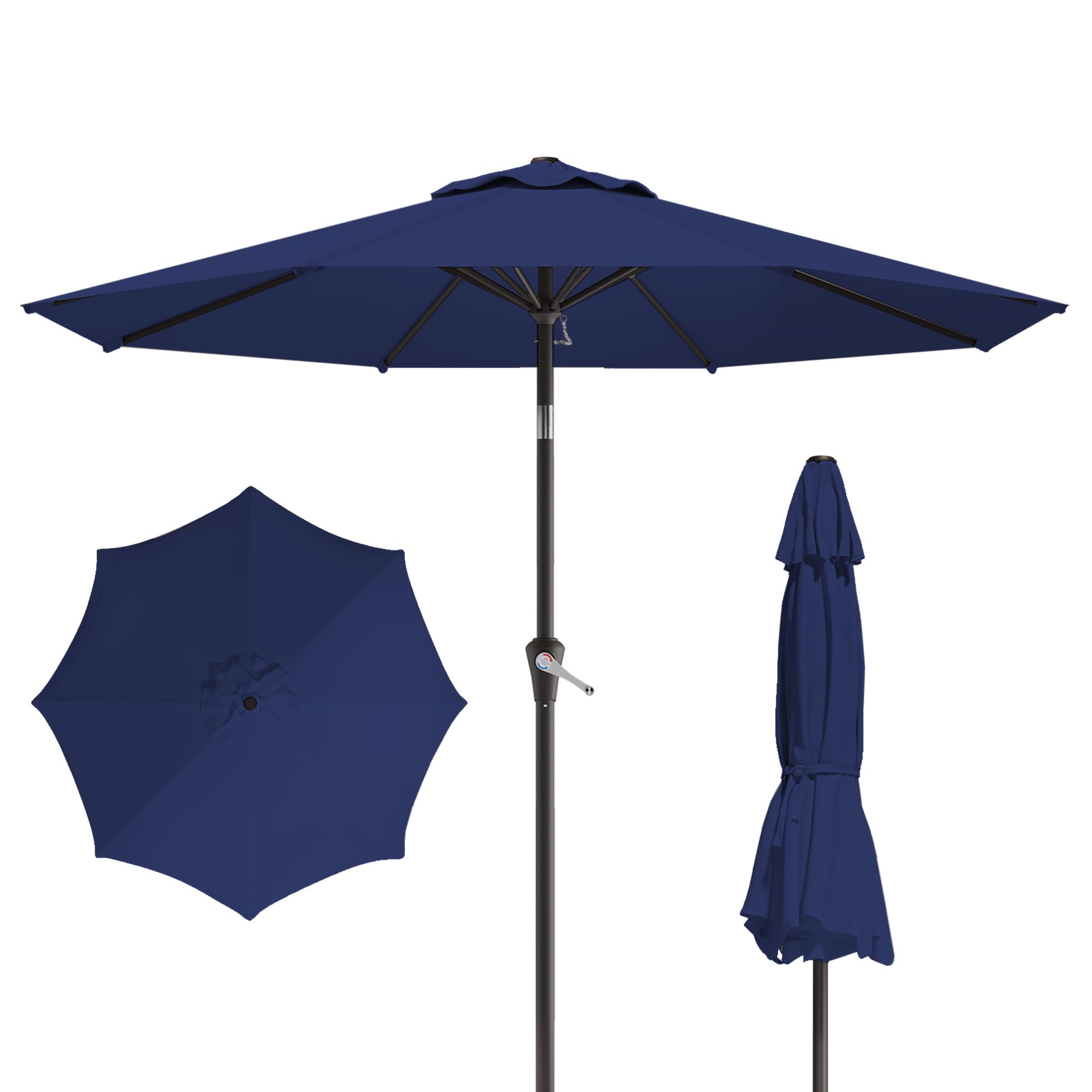 Photo 1 of Tobeos 10FT Patio Umbrella, Outdoor Umbrella with Push Button Tilt and Crank, 8 Sturdy Ribs, UV Protection & Waterproof Market Umbrella for Pool, Backyard, Beach,Deck(Navy)