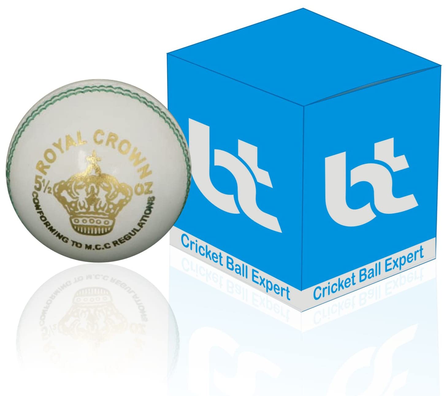 BT White Cricket Ball - Pack of 1 Genuine Leather Cricket Balls for Day or Night International Standard Cricket and Practice | Bat-Friendly Hard Cricket Ball Made from Sustainable Sources | 156g