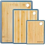 JENDEHO Bamboo Cutting Boards Kitchen Chopping Carving Board with Protective Paint Set of 3 for Meat Bread Cheese and Vegetab