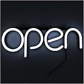 Open Signs for Business,LED Neon Open Sign,16x6 inch Lighted Sign for Restaurants Offices Retail Shops Window Storefronts,12V/1A Power Supply,with ON/OFF Switch (Horizontal White)