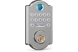 NUTOMO Fingerprint Keyless Door Lock with Keypad: Digital Code Deadbolt, Biometric Automatic Door Lock, Keypads Number Dead Bolt, Electronic Passcode Push Button Locks for Doors, Anti-Peeping -Silver