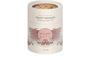 MOON BATH Nasty Woman Botanical Bath Tea | Herbal Bath Soak for Power & Courage w/Saffron, Damiana & Sunflower. Organic & Natural Body Care. for Every Woman who Needs Support. Loose Leaf Flowers, 8 fl oz