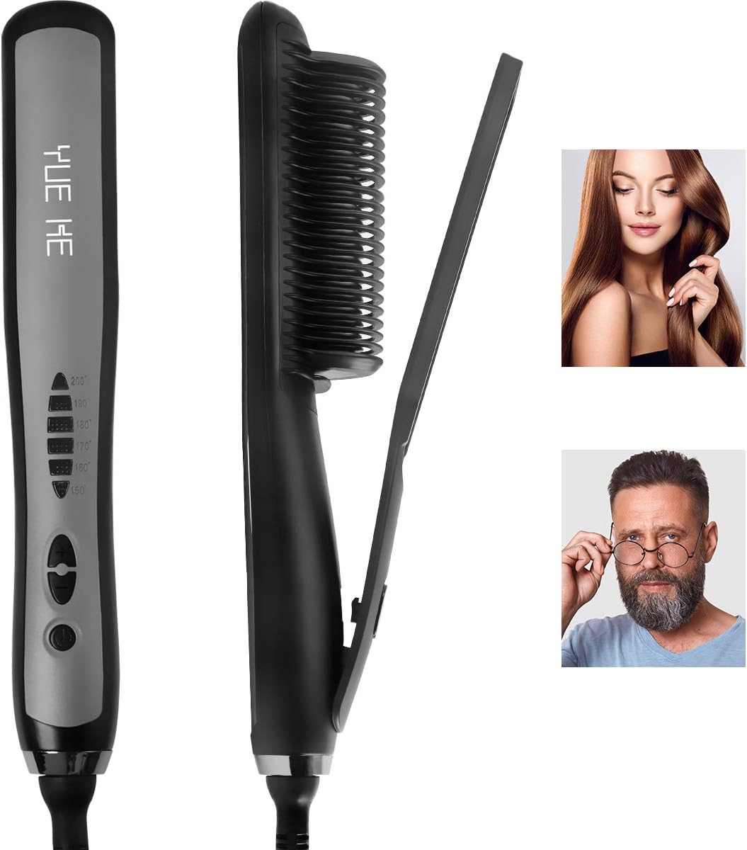 Professional Hair Straightener Ceramic Brush – Iron Electric Straightening Hot Comb Heated brush Gift For Woman straighten Curly Mess hair
