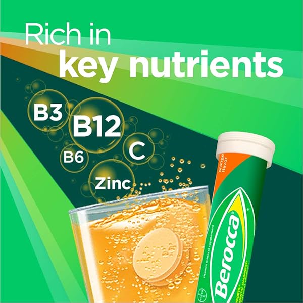 BEROCCA ENERGY VITAMIN SUPPLEMENT FOR MENTAL SHARPNESS AND PHYSICAL ENERGY SUPPORT, ORANGE FLAVOR, EFFERVESCENT TABLETS, 20 COUNT
