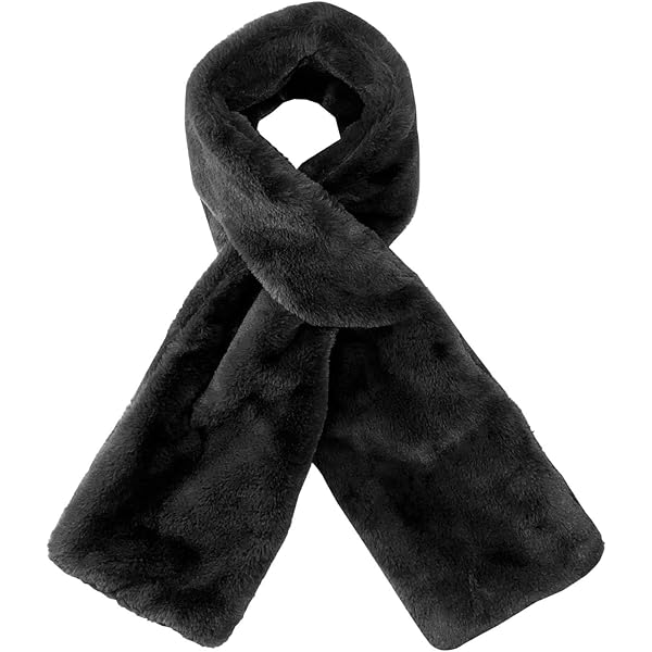 Sprigs Faux Fur Scarf With Hidden Zipper Pocket For Cell Phone and