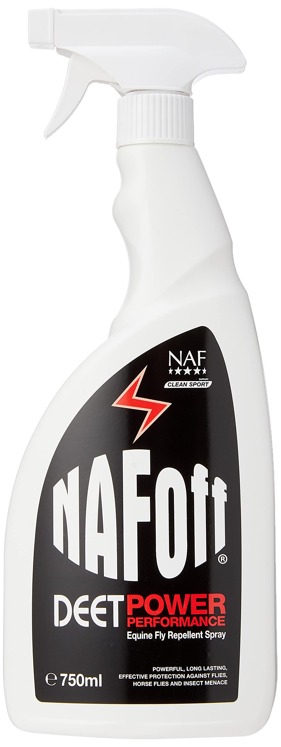 NAF Off Deet Power Performance Fly Spray 750ml – High-Strength Insect Repellent for Horses – with DEET (19%) – Long-Lasting Protection Against Flies, Midges & Horseflies
