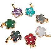Ealthrwtacl 8 Pcs Natural Stone Pendants Flower Shape Healing Crystal Quartz Stone Charms for Jewelry Making Necklace DIY Gift