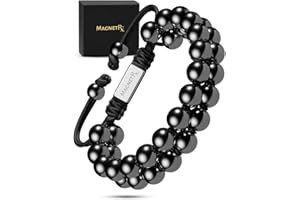 MagnetRX® Magnetic Hematite Bracelet – MAX Strength Magnetic Stones – Beaded Magnetic Bracelets for Men and Women (Double Strength 8mm)