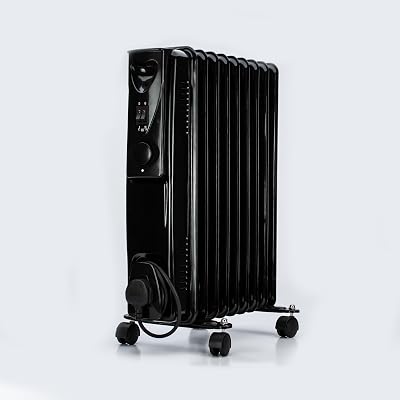 Status 9-Fin Oil Filled Radiator 2000W Electric Heater Thermostat Black Portable