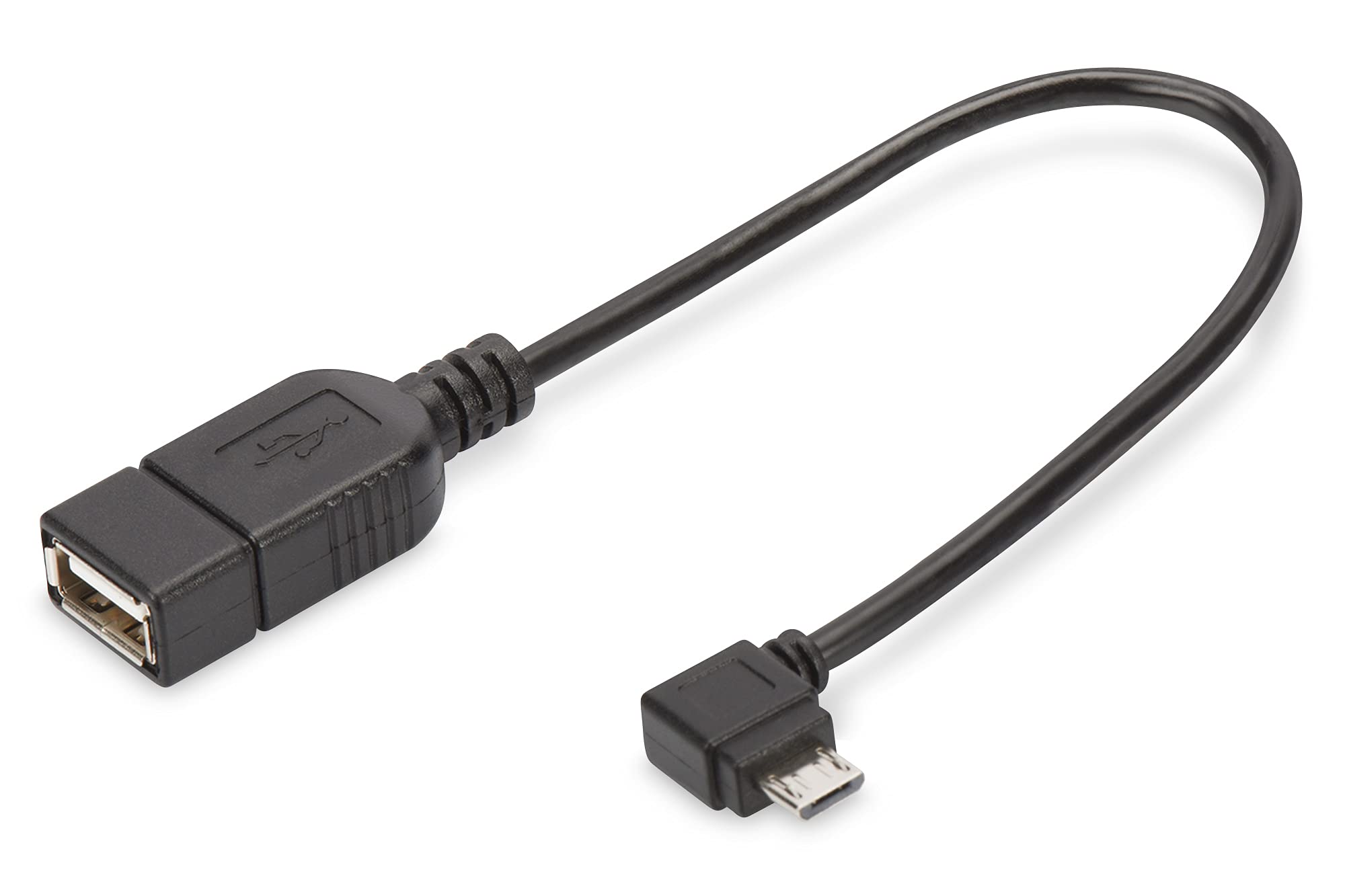 DIGITUS USB Adapter Cable 2-0.15 m - USB Micro B (m) to USB A (f) - 480 Mbps - USB Adapter - Black
