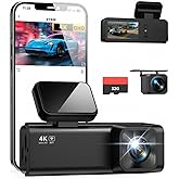 Dash Cam Front and Rear Camera, 4K+1080P Dual Channel Dashcam for Cars with Night Vision, G-Sensor, 24H Parking Mode, Loop Re