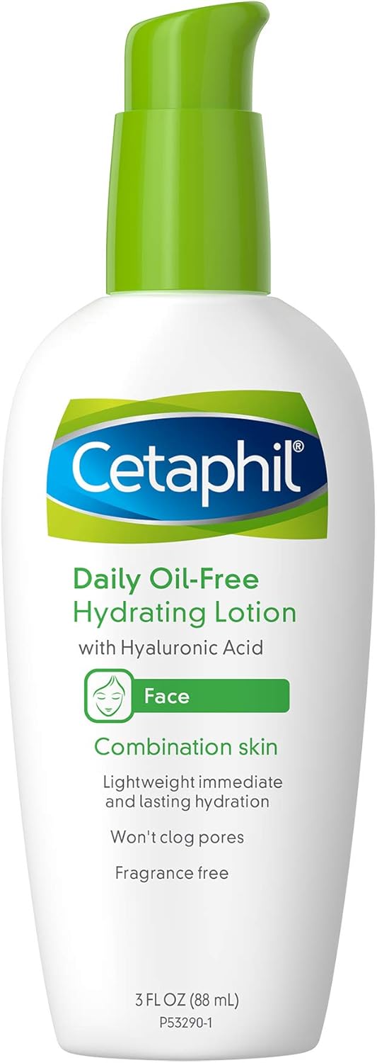 Cetaphil Daily Oil-Free Hydrating Lotion with Hyaluronic Acid, 3.0 Fluid Ounce : Beauty