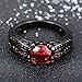 JunXin® Black Gold 8MM Round Dark Red Ruby CZ Filled Solitaire Ring Engagement Size5/6/7/8/9/10/11(6)