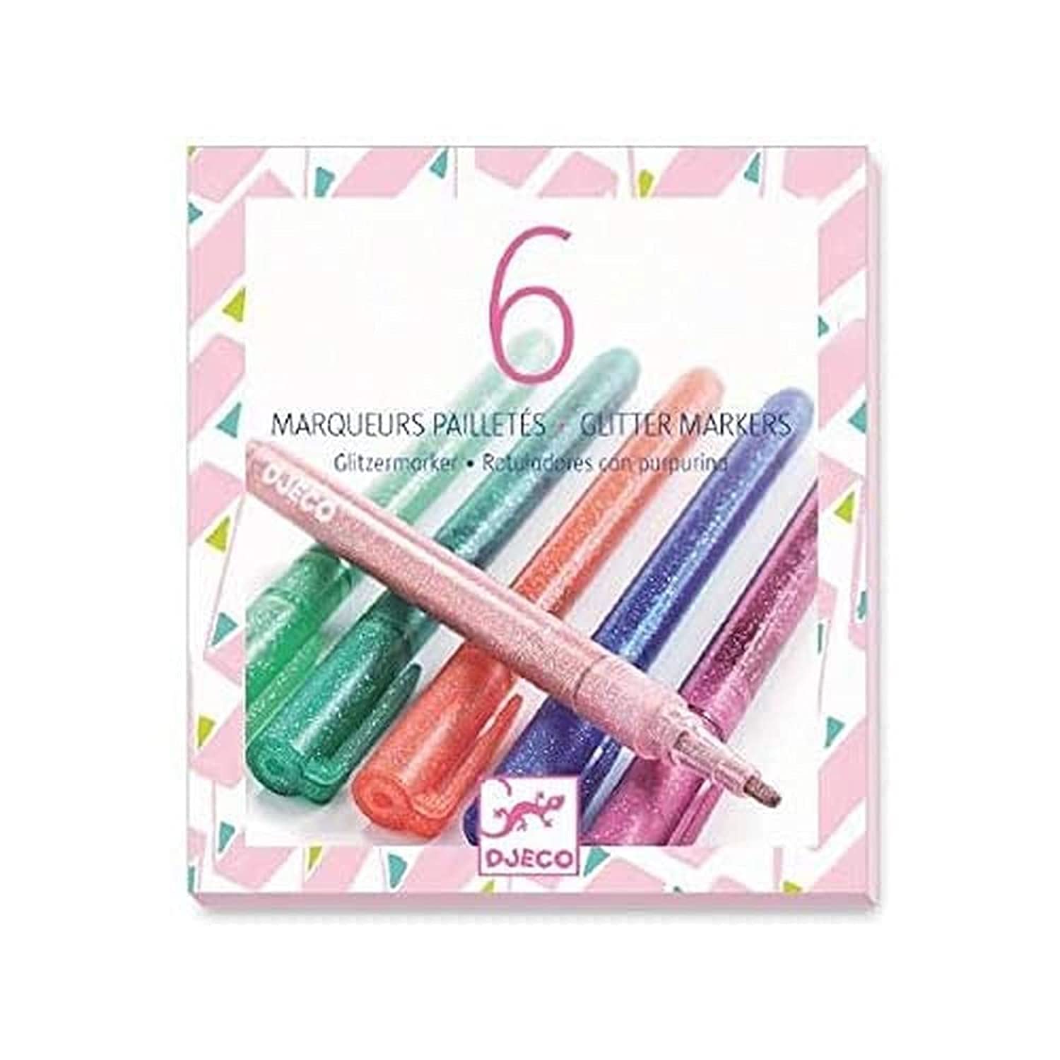 DJECO Colors 6 Glitter Markers (38877), Multicolor, 6 Count (Pack of 1)