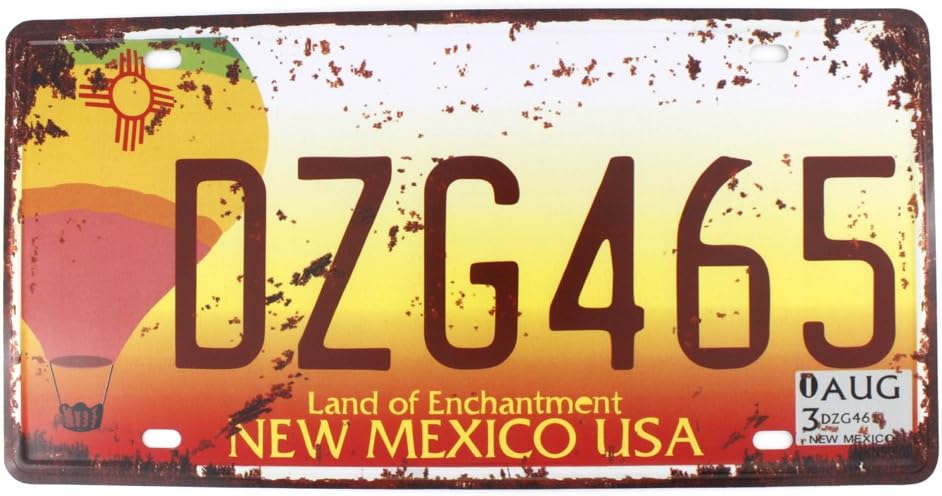 6x12 Inches Vintage Feel Metal Tin Sign Plaque for Home,Bathroom and Bar Wall Decor Car Vehicle License Plate Souvenir (New Mexico DZG465)